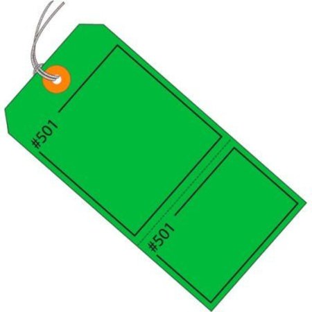 BOX PACKAGING Global Industrial Consecutively Claim Tag Pre Strung, #5, 4-3/4inL x 2-3/8inW, Green, 1000/Pk G26211